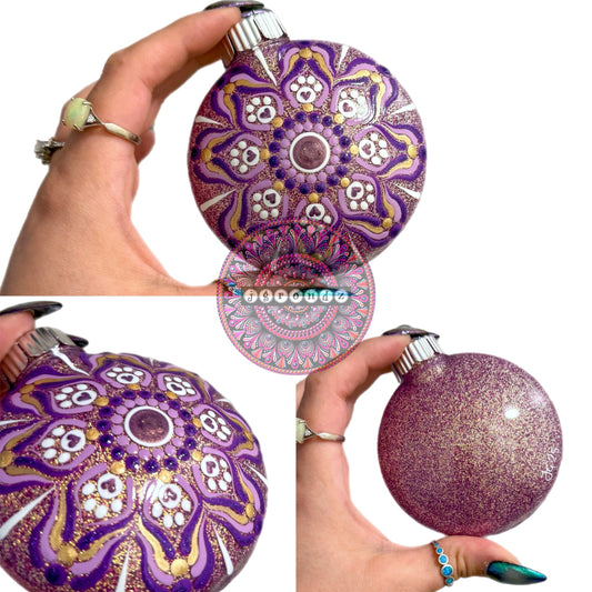 3” Paw Print Mandala Glitter Ornament