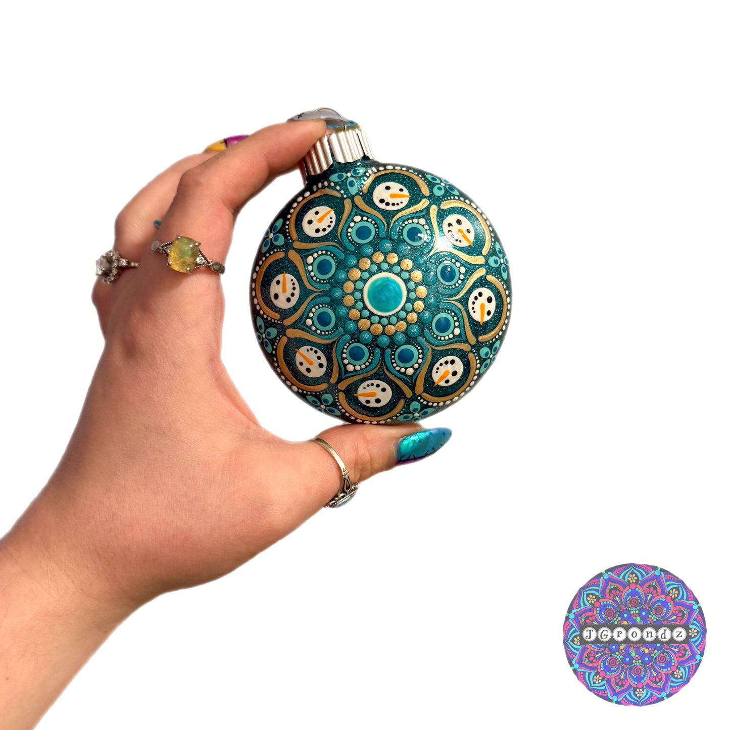 3” Snowman Mandala Glitter Ornament