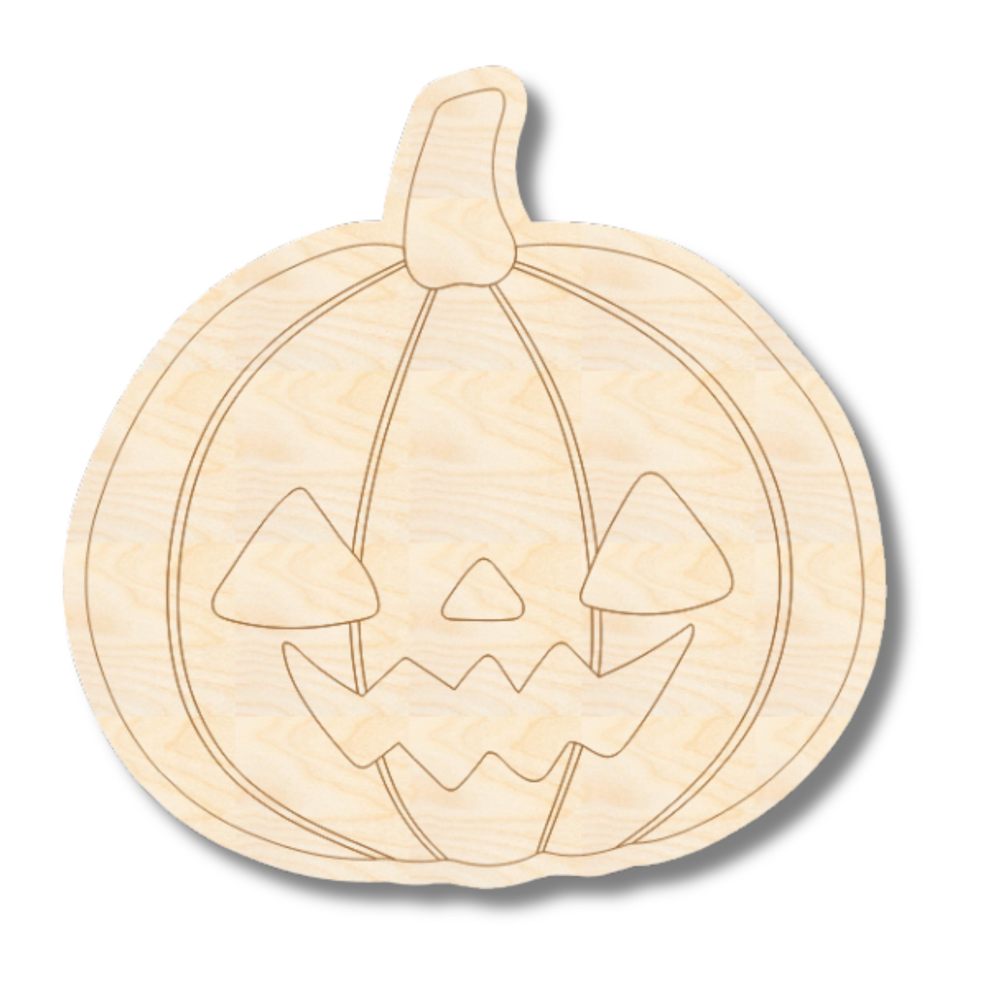 Unfinished Wood Etched Spooky Jack o' Lantern Shape | Paint By Line Crafts | up to 30" DIY
