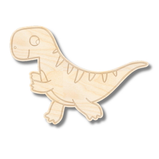 Unfinished Wood Etched Tyrannosaurus Shape | Paint By Line Crafts | up to 30" DIY
