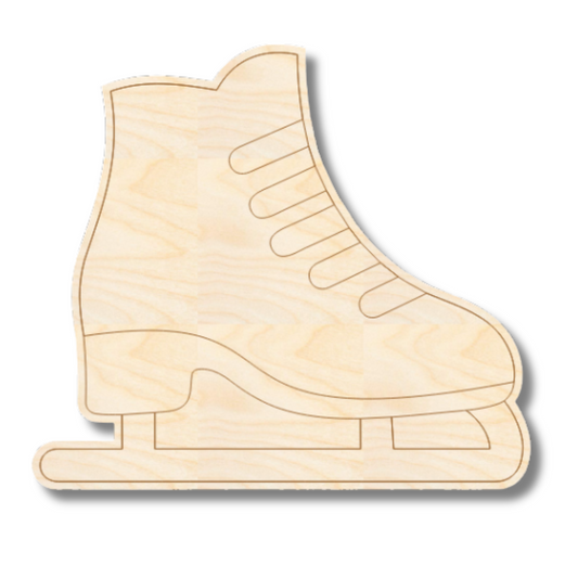 Unfinished Wood Etched Ice Skate Shape | Paint By Line Crafts | up to 30" DIY