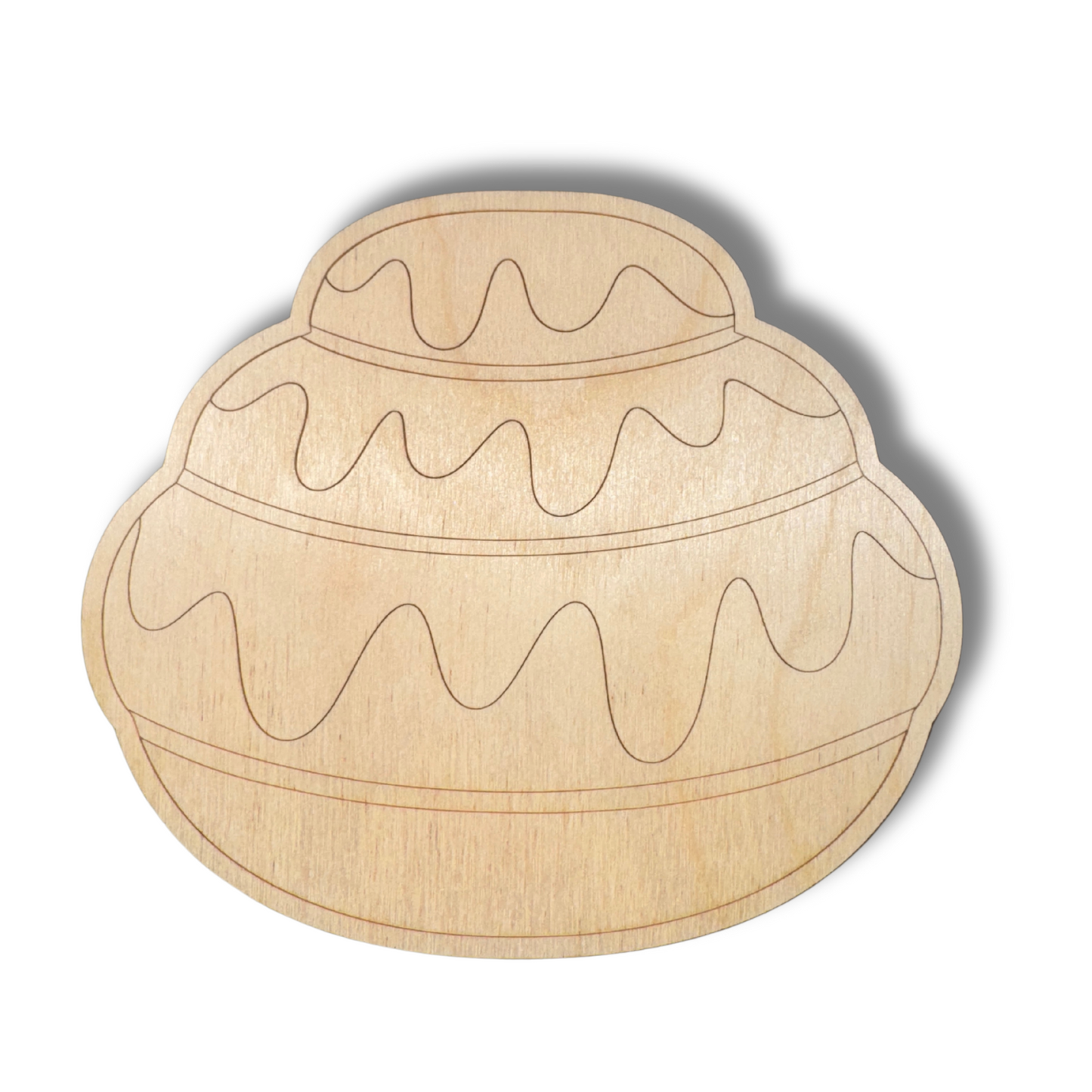 Unfinished Wood Etched Cinnnamon Bun Shape | Paint By Line Crafts | up to 30" DIY