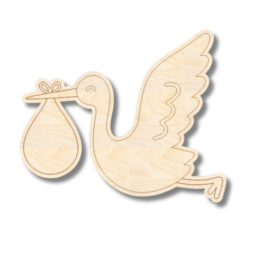 Unfinished Wood Etched Flying Stork Shape | Paint By Line Crafts | up to 30" DIY