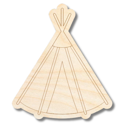 Unfinished Wood Etched Tipi Shape | Paint By Line Crafts | up to 30" DIY