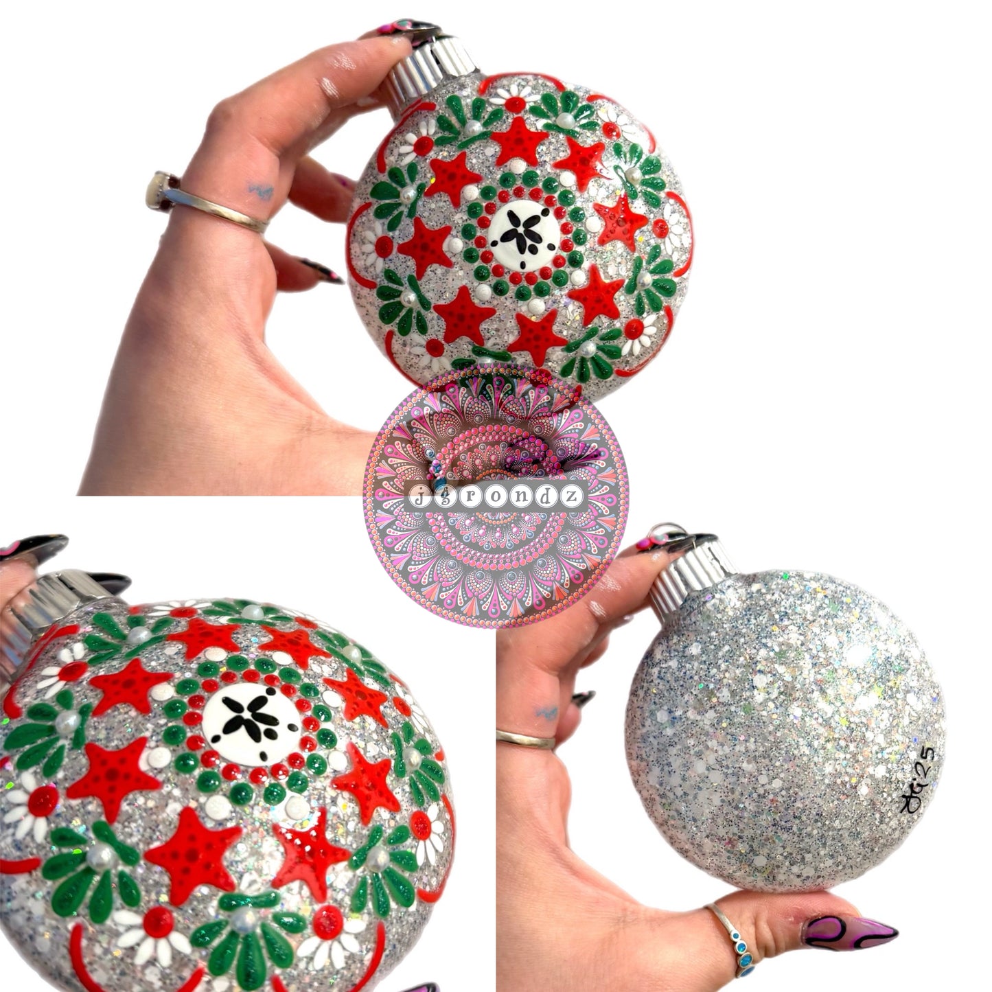 3” Beachy Mandala Glitter Ornament