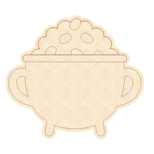 Unfinished Wood Etched Pot of Gold Shape | Paint By Line Crafts | up to 30" DIY