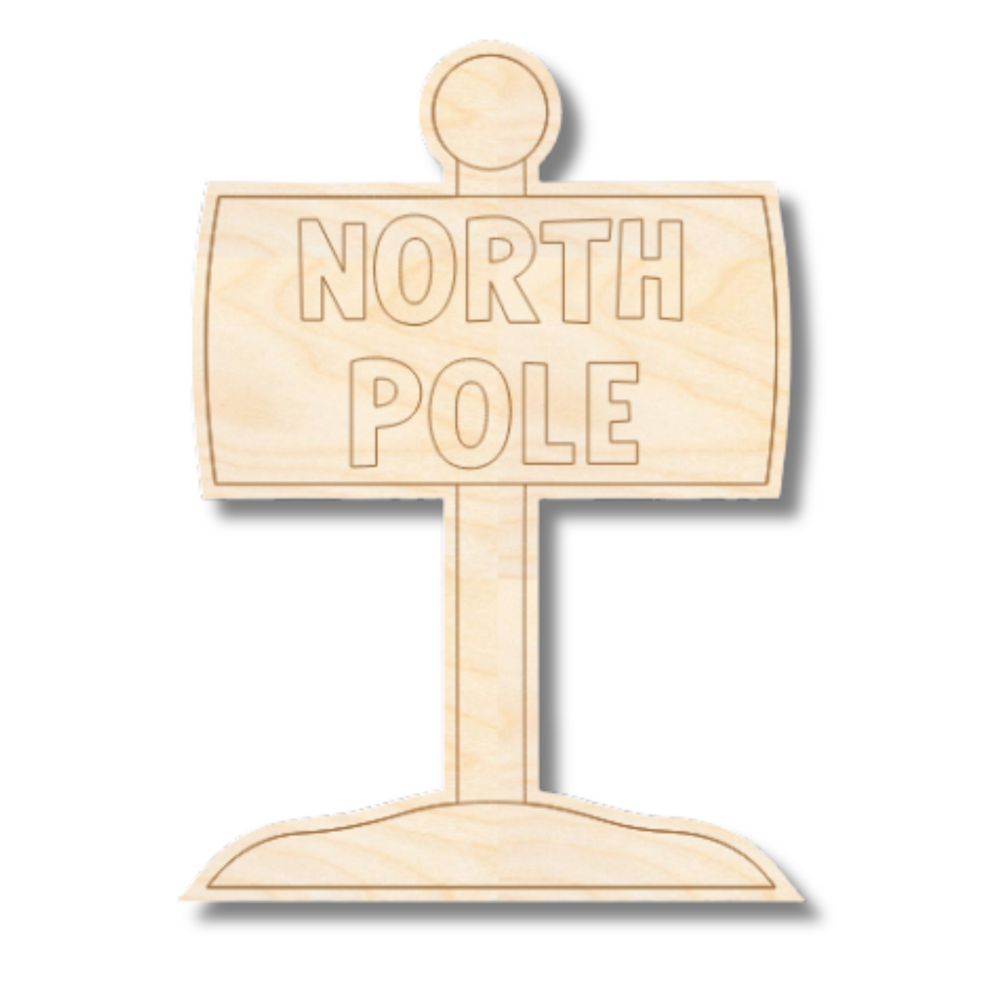 Unfinished Wood Etched North Pole Shape | Paint By Line Crafts | up to 30" DIY