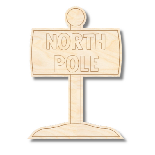 Unfinished Wood Etched North Pole Shape | Paint By Line Crafts | up to 30" DIY