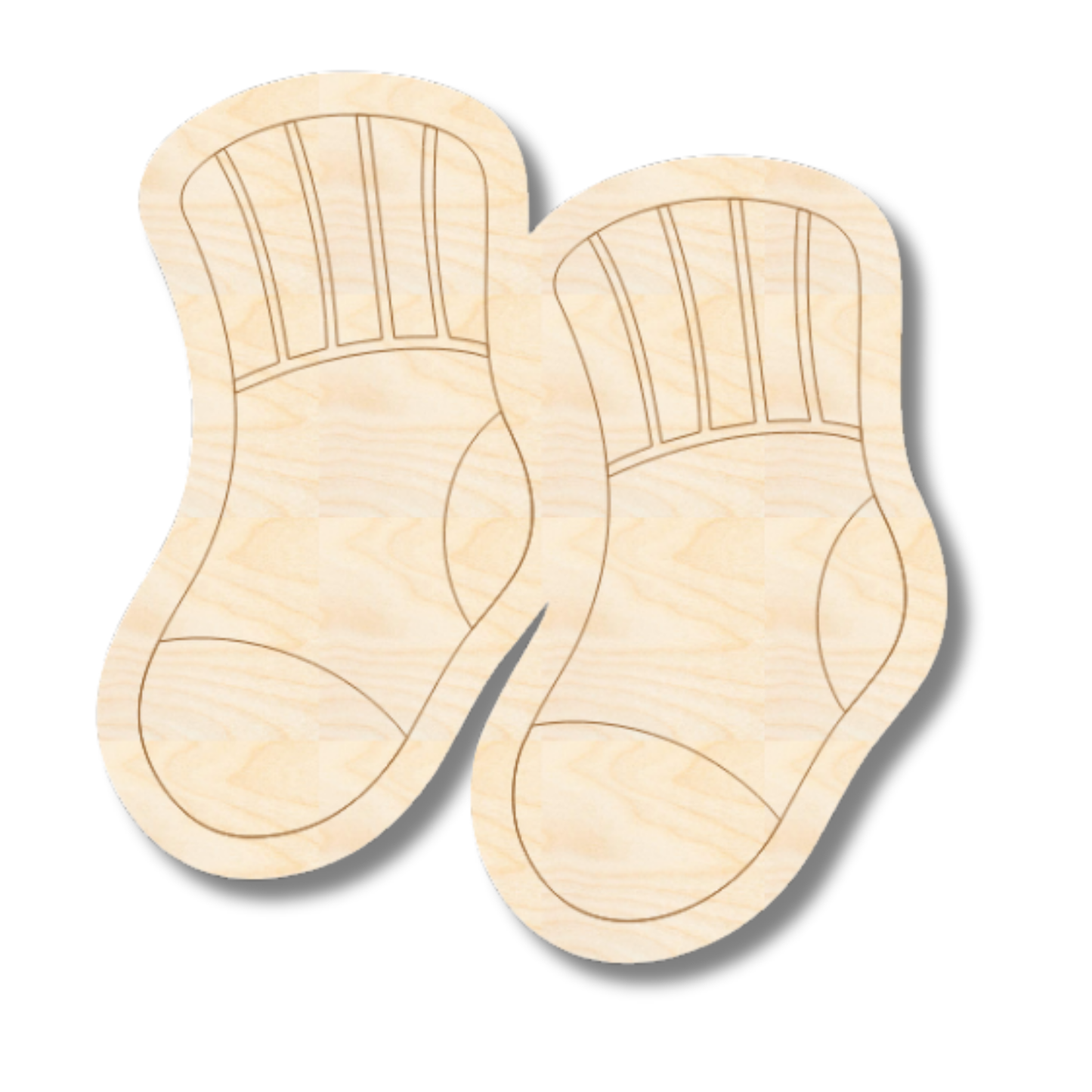 Unfinished Wood Etched Baby Socks Shape | Paint By Line Crafts | up to 30" DIY