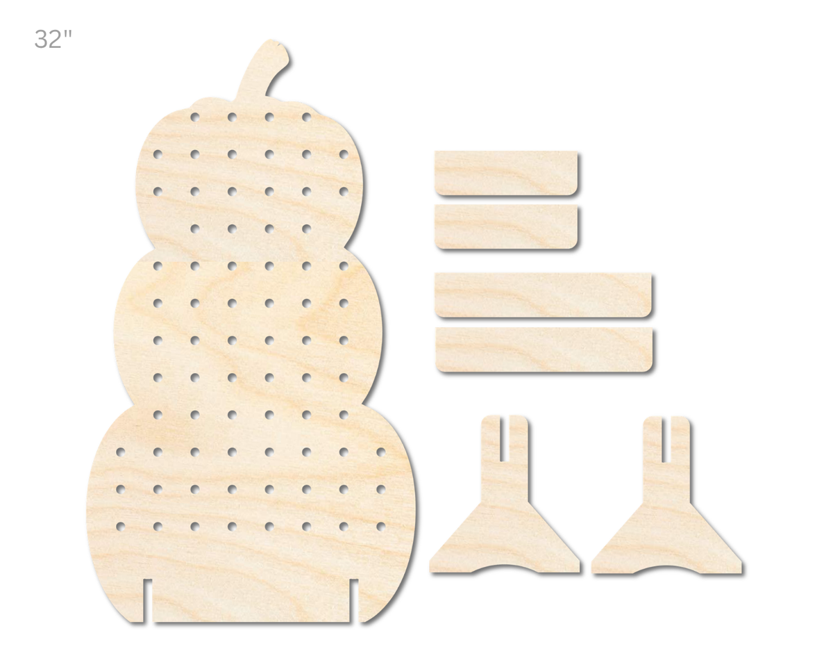 Unfinished Wood Stacked Pumpkins Standing Peg Board  | Standing Wood Peg Board | 1/2" & 1/4" Thick Wood | up to 40"