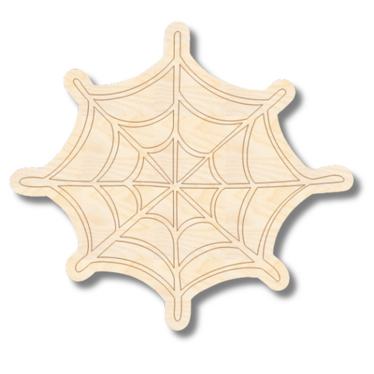 Unfinished Wood Etched Spider Web Shape | Paint By Line Crafts | up to 30" DIY