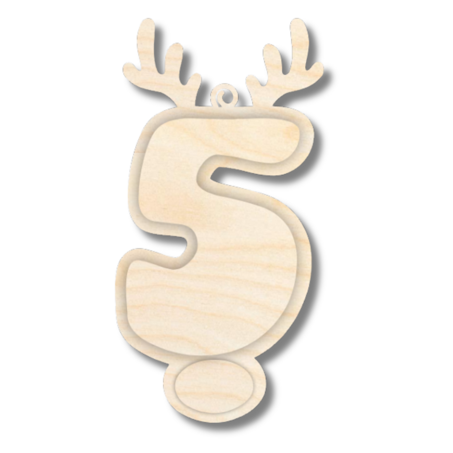 Unfinished Wood Layered Letter and Number Reindeer Ornaments | A-Z | 0-9 | 3 Piece | 6" Tall | 1/8" Wood | Wood Craft DIY