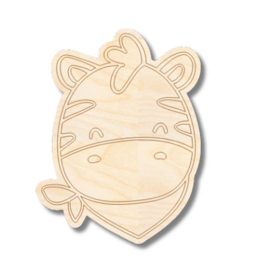 Unfinished Wood Etched Zebra Head Shape | Paint By Line Crafts | up to 30" DIY