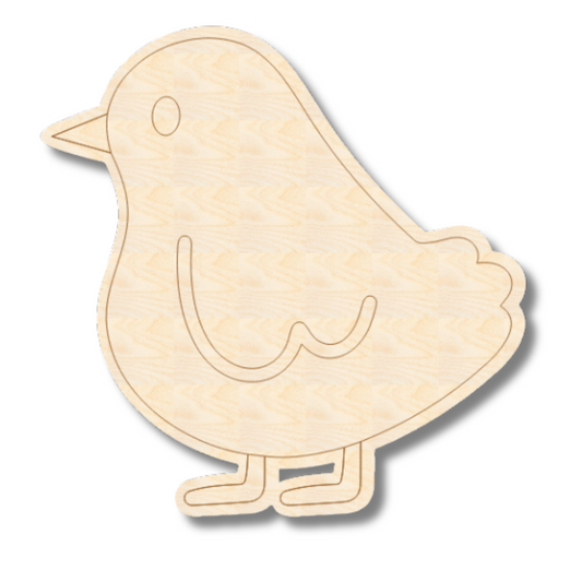 Unfinished Wood Etched Easter Chick Shape | Paint By Line Crafts | up to 30" DIY