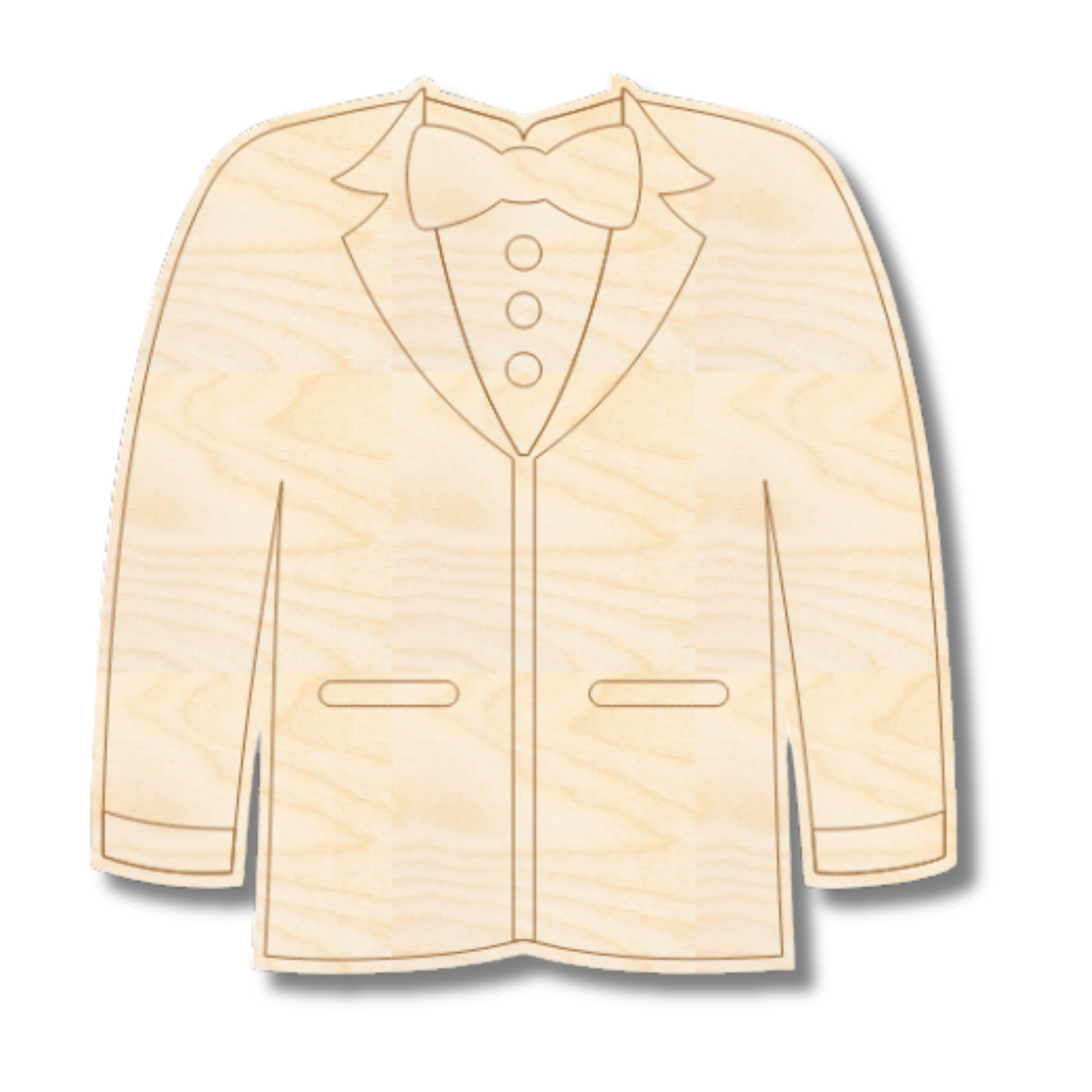 Unfinished Wood Etched Tux Shape | Paint By Line Crafts | up to 30" DIY