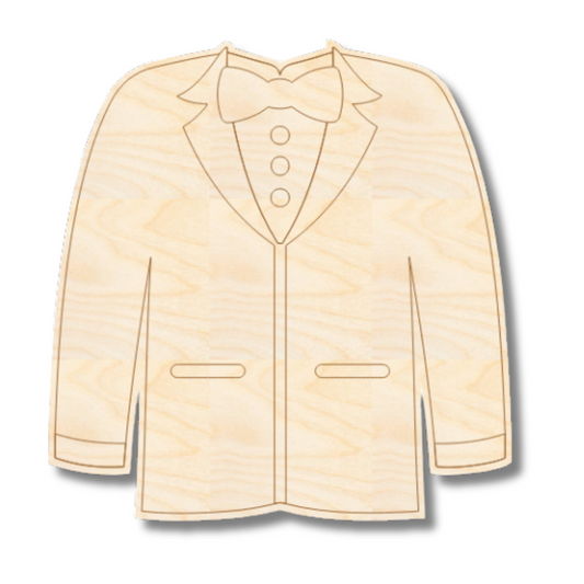 Unfinished Wood Etched Tux Shape | Paint By Line Crafts | up to 30" DIY