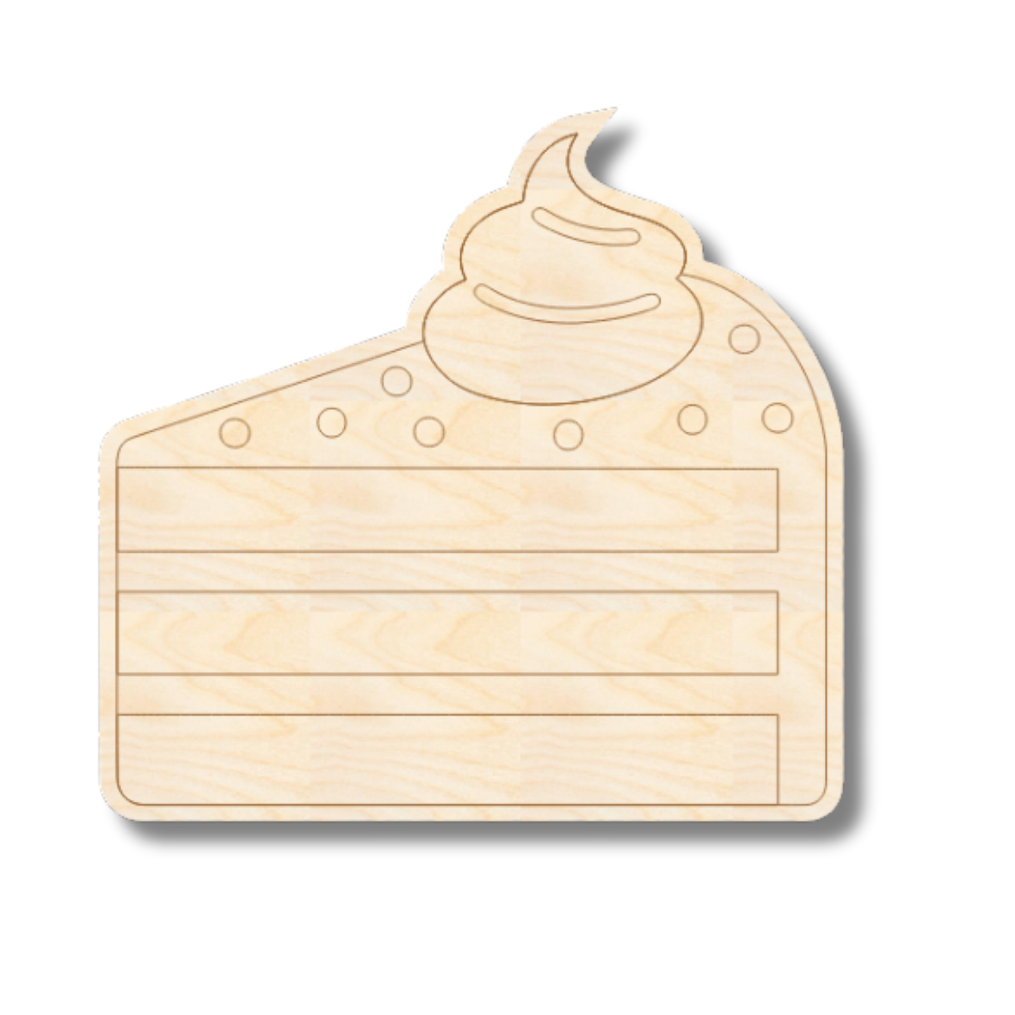 Unfinished Wood Etched Spice Cake Slice Shape | Paint By Line Crafts | up to 30" DIY