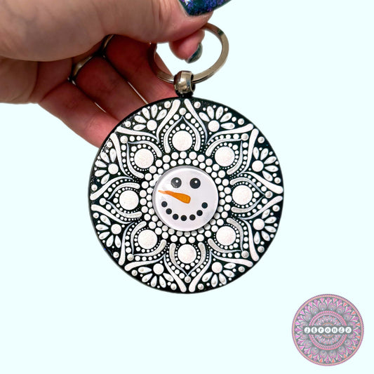 Snowman Mandala Purse Pendant 3”
