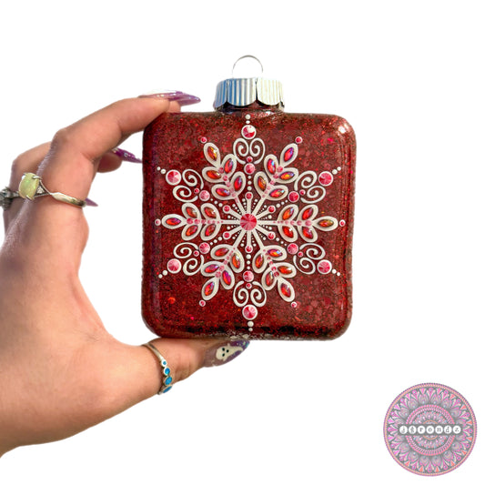 4” Square Snowflake Mandala Ornament