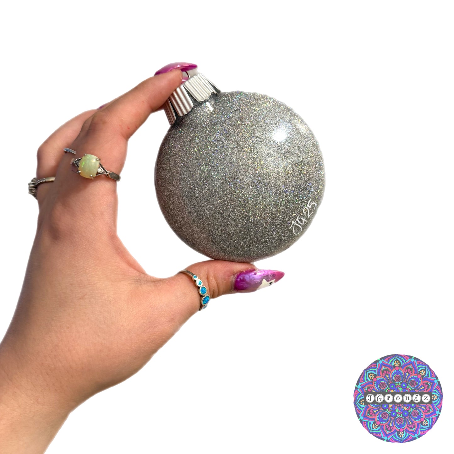 3” Peppermint Gingerbread Mandala Glitter Ornament