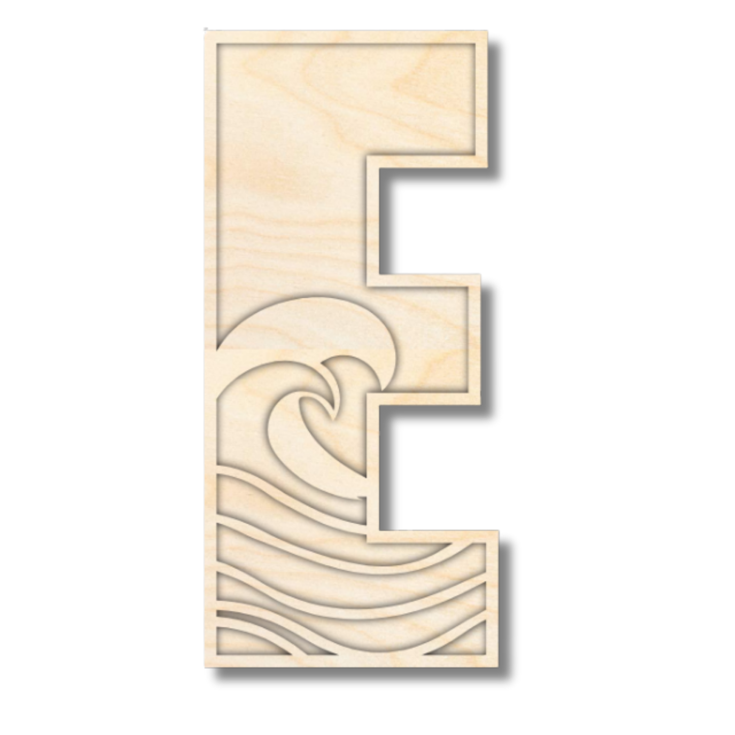 Unfinished Wood Layered Themed Letters | Wave | A-Z | 2 Piece | up to 24"