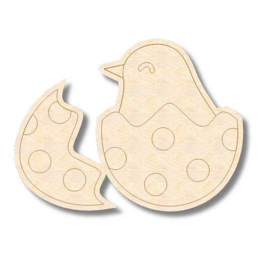 Unfinished Wood Etched Easter Egg Chick Shape | Paint By Line Crafts | up to 30" DIY