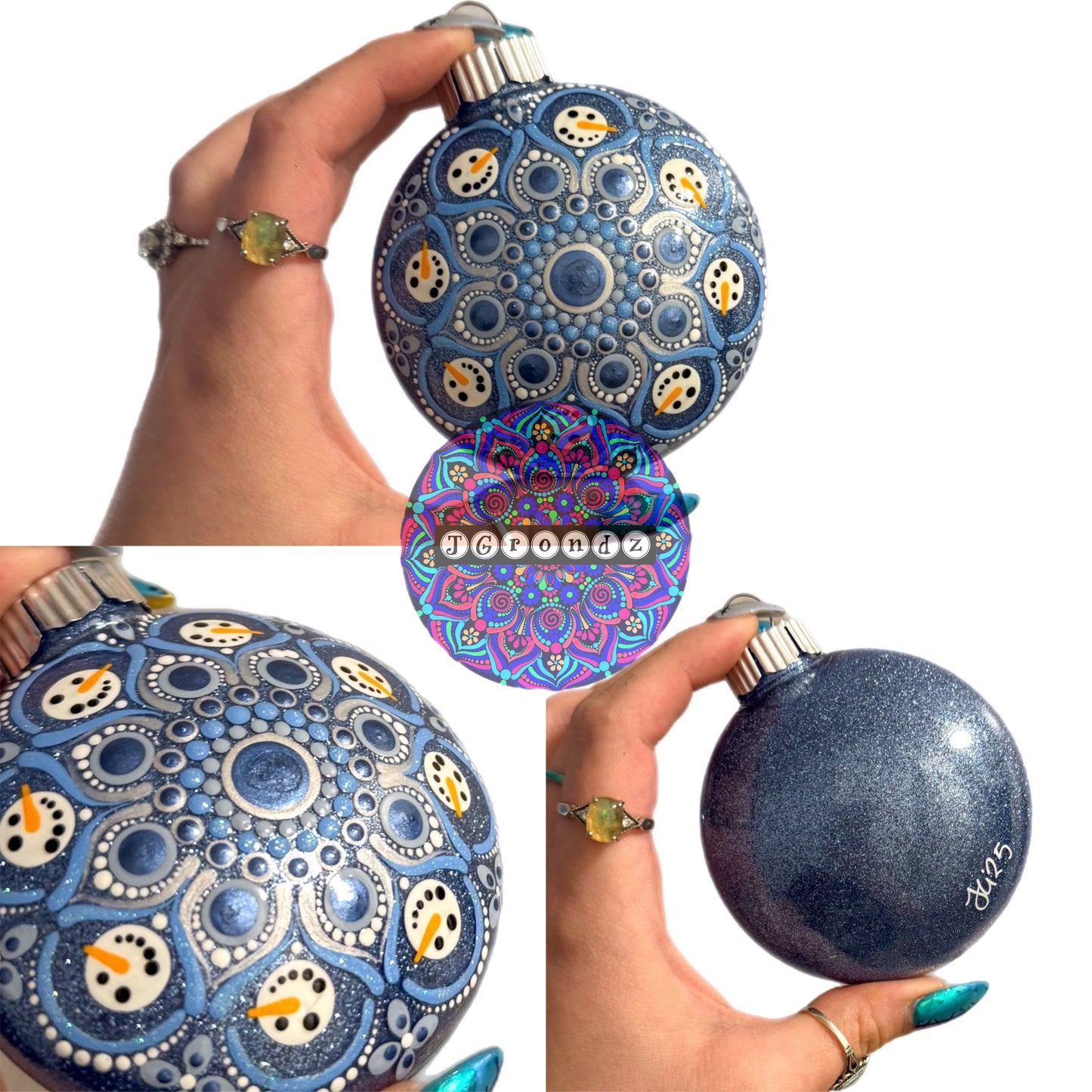 3” Snowman Mandala Glitter Ornament