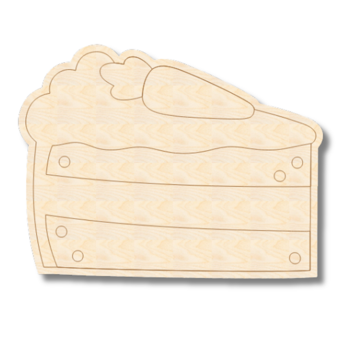 Unfinished Wood Etched Carrot Cake Shape | Paint By Line Crafts | up to 30" DIY