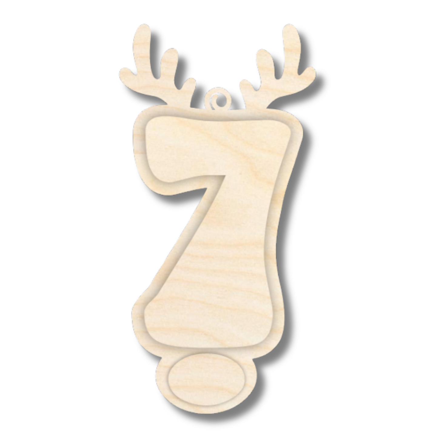 Unfinished Wood Layered Letter and Number Reindeer Ornaments | A-Z | 0-9 | 3 Piece | 6" Tall | 1/8" Wood | Wood Craft DIY