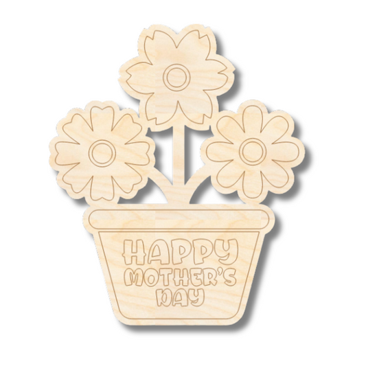 Unfinished Wood Etched Mother's Day Flowers Shape | Paint By Line Crafts | up to 30" DIY