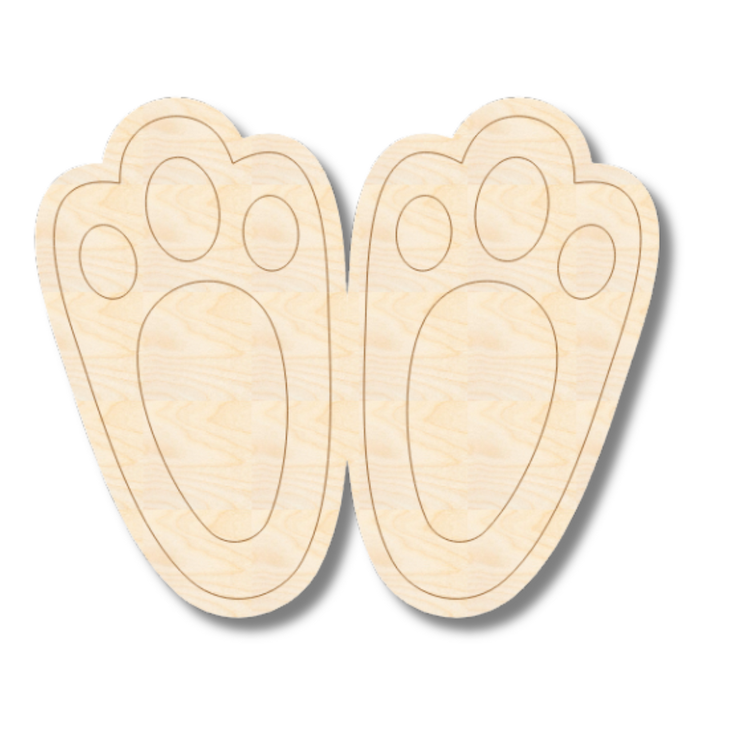 Unfinished Wood Etched Bunny Feet Shape | Paint By Line Crafts | up to 30" DIY