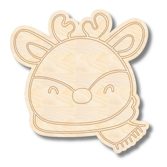 Unfinished Wood Etched Deer Head Shape | Paint By Line Crafts | up to 30" DIY