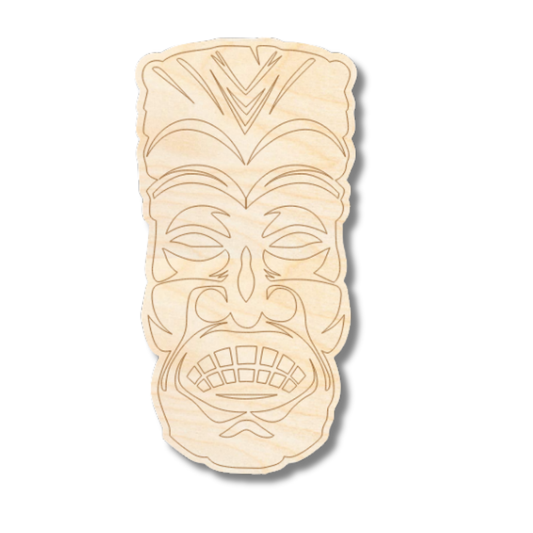 Unfinished Wood Etched Tiki Shape | Paint By Line Crafts | up to 30" DIY