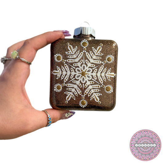 4” Square Snowflake Mandala Ornament