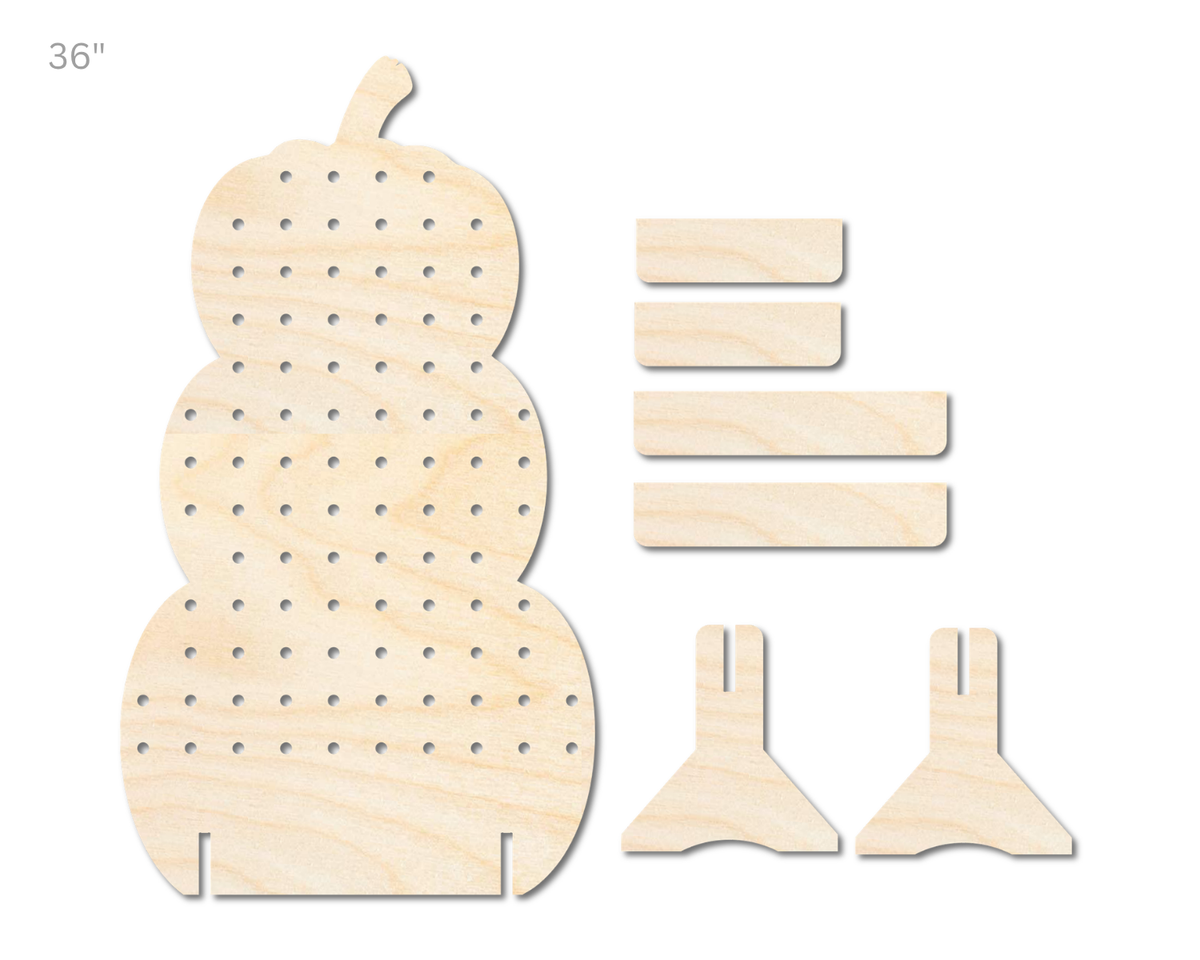 Unfinished Wood Stacked Pumpkins Standing Peg Board  | Standing Wood Peg Board | 1/2" & 1/4" Thick Wood | up to 40"