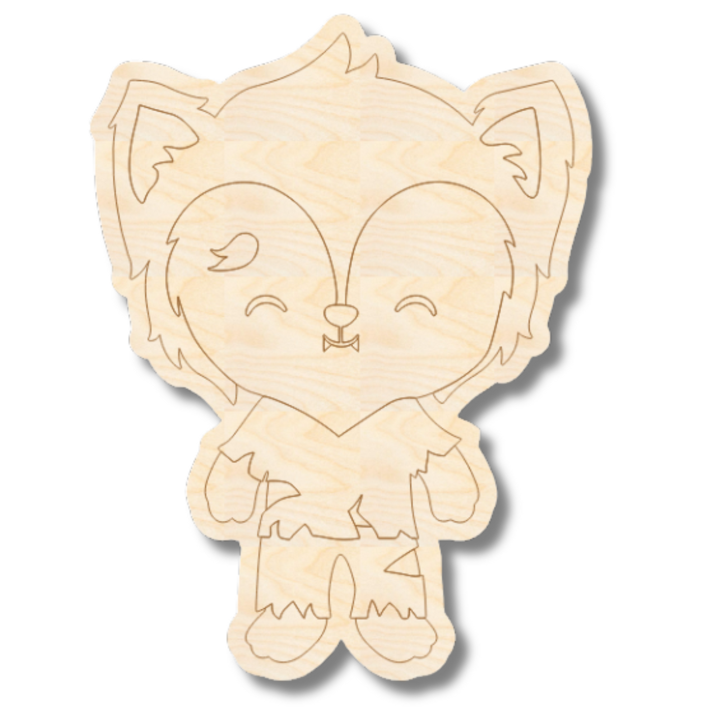 Unfinished Wood Etched Werewolf Shape | Paint By Line Crafts | up to 30" DIY