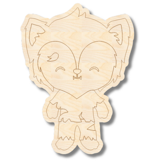 Unfinished Wood Etched Werewolf Shape | Paint By Line Crafts | up to 30" DIY