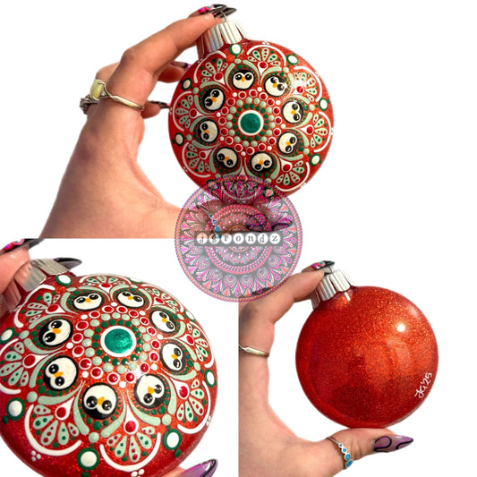 3” Penguin Mandala Glitter Ornament