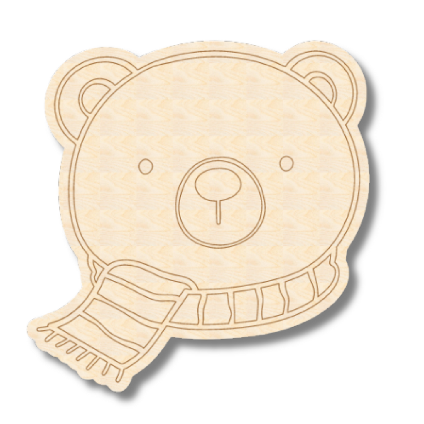 Unfinished Wood Etched Polar Bear Head Shape | Paint By Line Crafts | up to 30" DIY