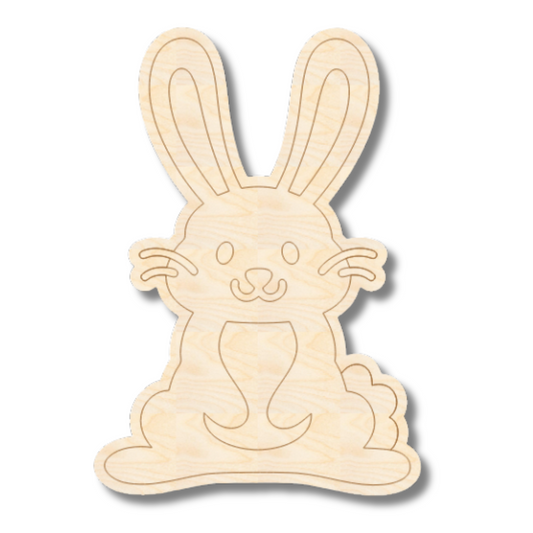 Unfinished Wood Etched Cute Bunny Shape | Paint By Line Crafts | up to 30" DIY