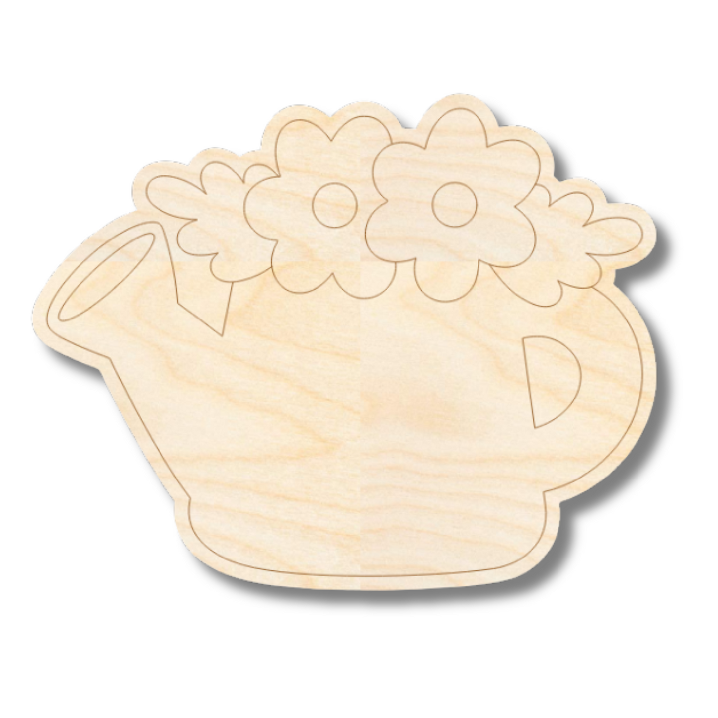 Unfinished Wood Etched Watering Can Shape | Paint By Line Crafts | up to 30" DIY