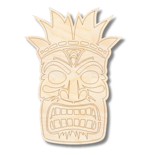 Unfinished Wood Etched Big Tiki Shape | Paint By Line Crafts | up to 30" DIY