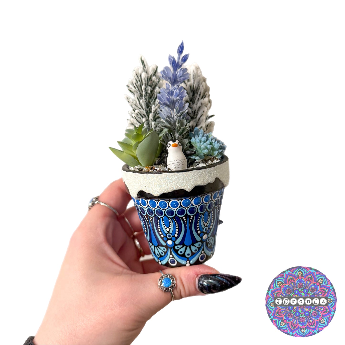 Jingle Pot - Christmas/Winter Painted Succulent Pot