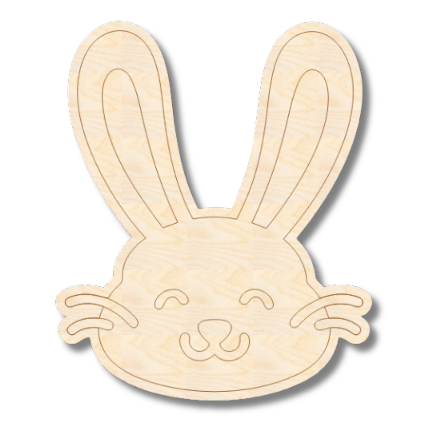 Unfinished Wood Etched Cute Bunny Head Shape | Paint By Line Crafts | up to 30" DIY