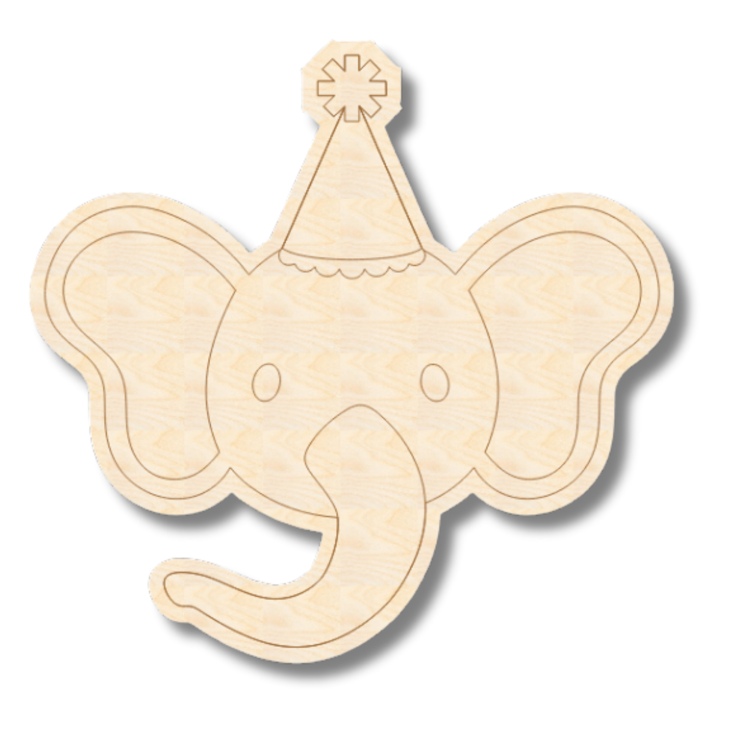Unfinished Wood Etched Birthday Elephant Shape | Paint By Line Crafts | up to 30" DIY