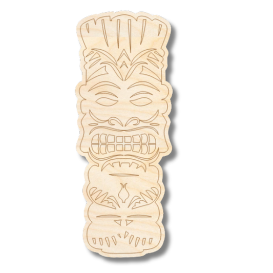 Unfinished Wood Etched Small Tiki Shape | Paint By Line Crafts | up to 30" DIY