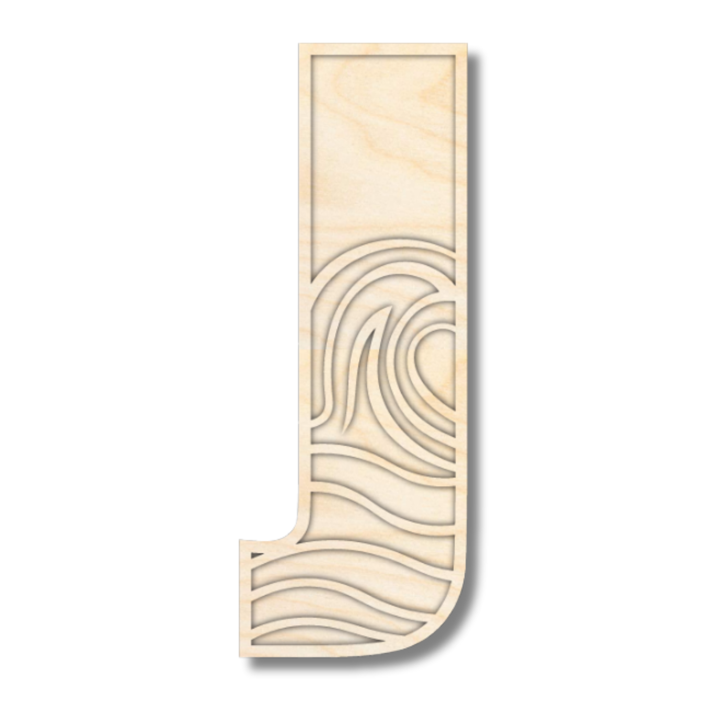 Unfinished Wood Layered Themed Letters | Wave | A-Z | 2 Piece | up to 24"