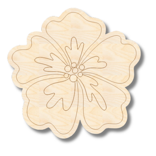 Unfinished Wood Etched Beach Flower Shape | Paint By Line Crafts | up to 30" DIY