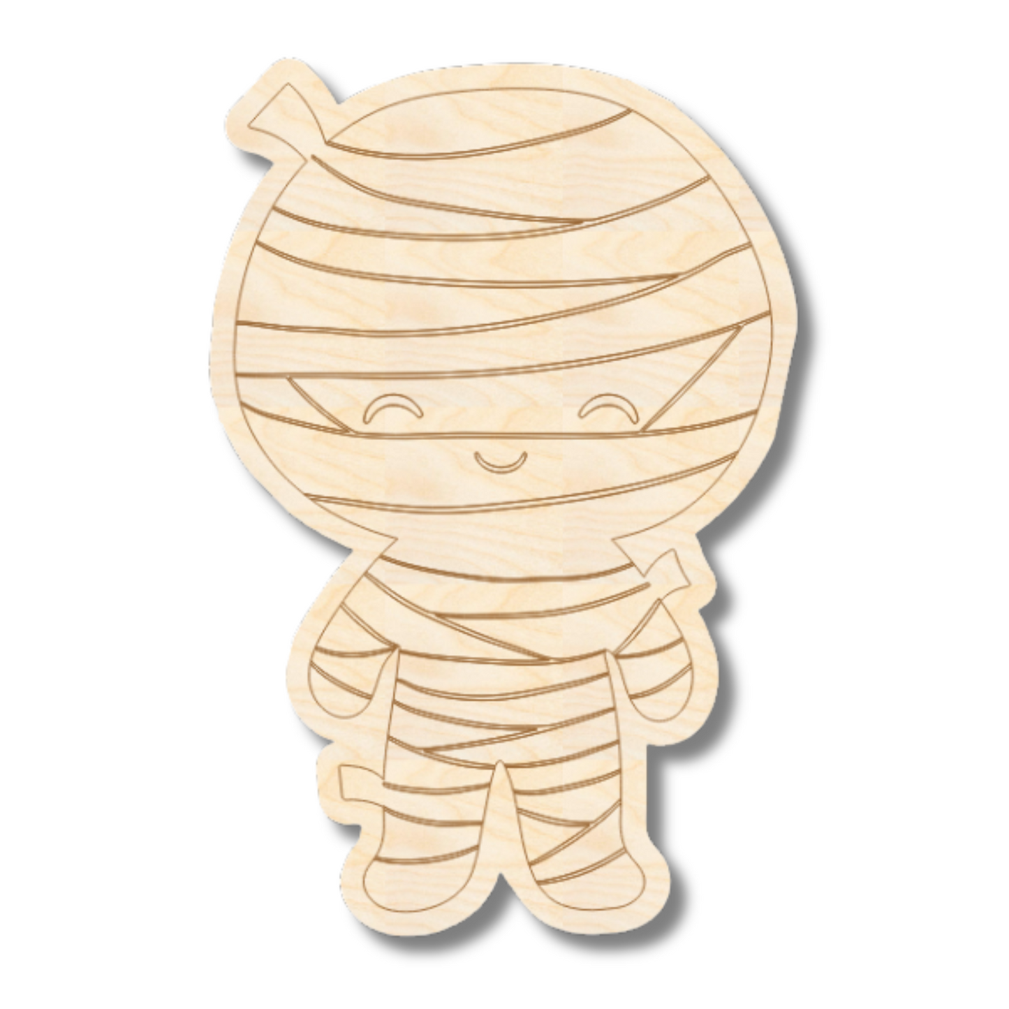 Unfinished Wood Etched Mummy Shape | Paint By Line Crafts | up to 30" DIY