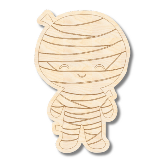 Unfinished Wood Etched Mummy Shape | Paint By Line Crafts | up to 30" DIY